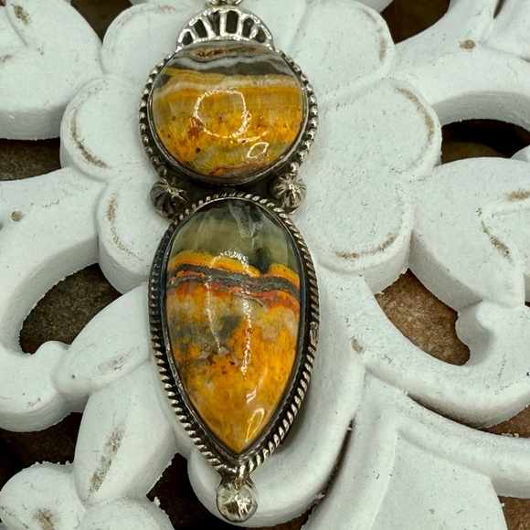 Bumblebee Jasper 925 Sterling Silver Pendant 12.6g Artisan Natural Gemstone - Picture 11 of 11